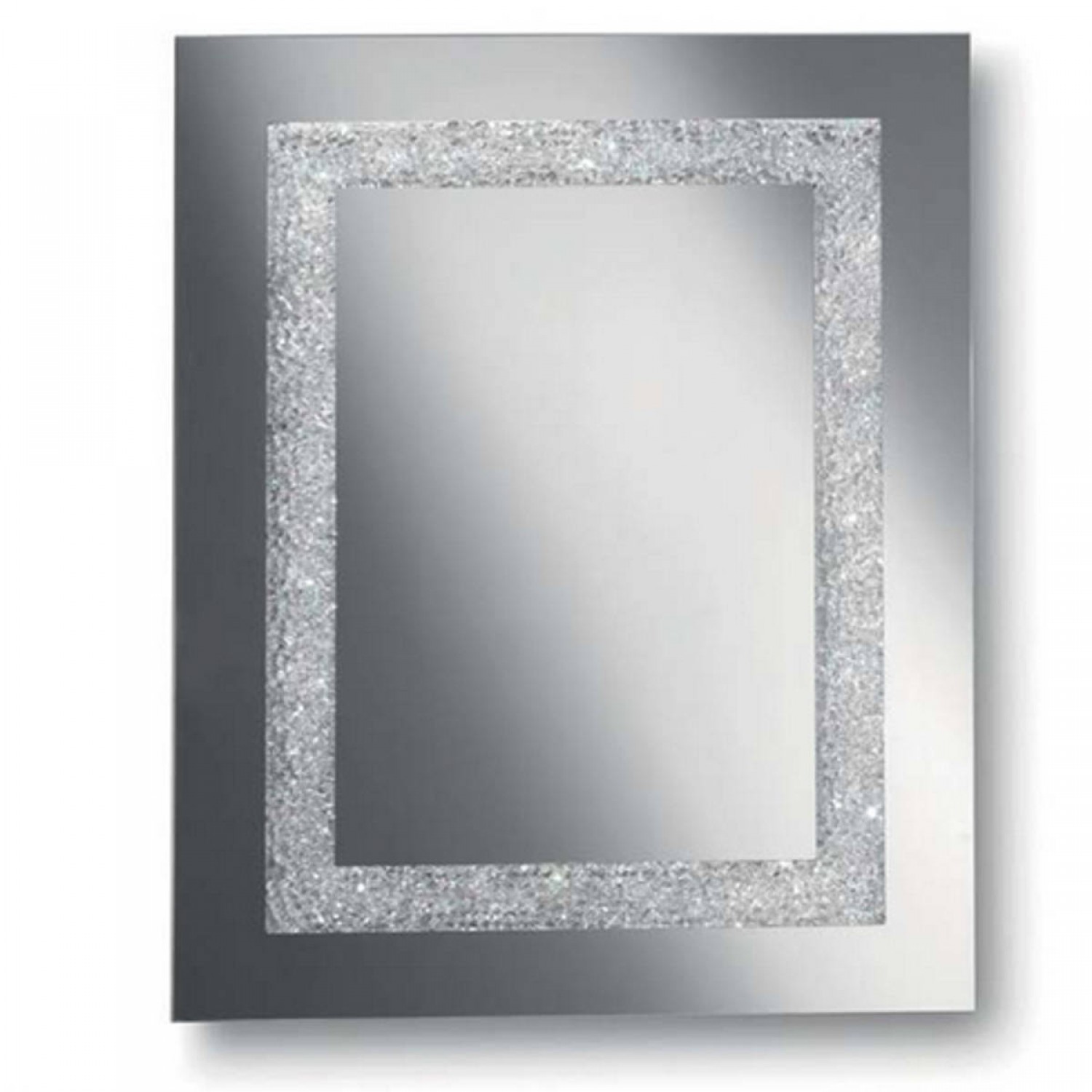 Elegante specchio da parete impreziosito da una sofisticata cornice di  cristalli, luce a LED integrata (35W)
