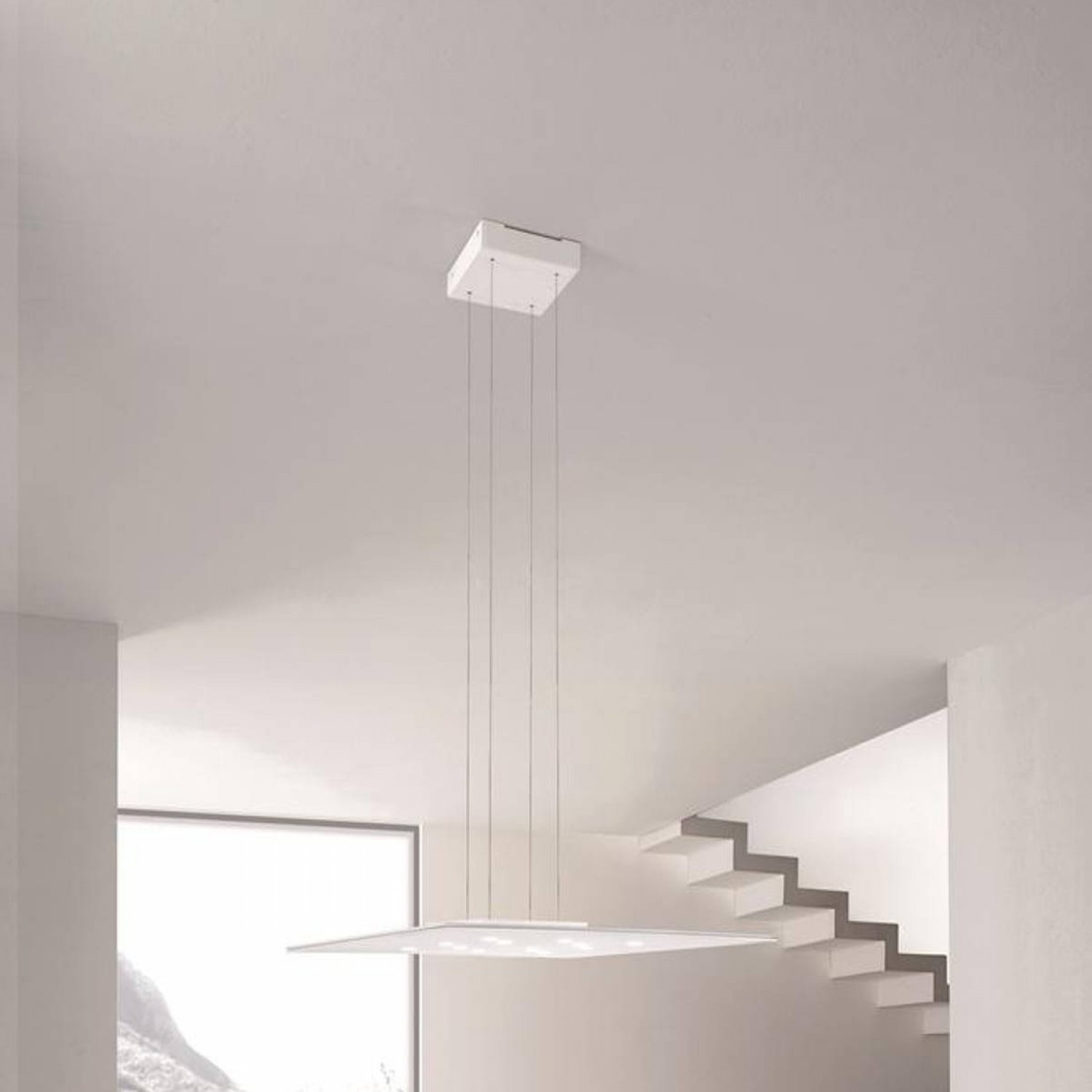 Lampada Da Sospensione Dalla Forma Geometrica Quadrata Di Colore Bianco Luce A Led Tot 50w 3850lm Acquista Online Pierlux Illuminazione