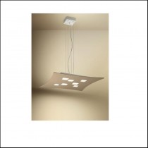 Sospensione dal design moderno con struttura in metallo verniciato bianco, diffusore in metacrilato, 10 luci GX53