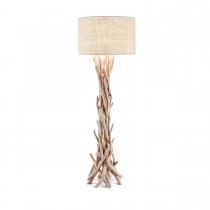 Piantana dal design vintage con montatura in metallo, elementi decorativi in legno. 1 luce (E27, 60W).