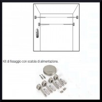 Kit Fissaggio a parete con rosone per installazione di binari doppi a 230W, finitura cromo e disponibile anche in altre finiture