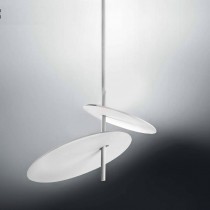 Lampada da sospensione orientabile di colore Bianco design essenziale con disco in alluminio, 2 luci a led Tot. 50W ( 4250Lm )
