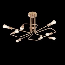 Plafoniera dal design moderno con struttura in metallo rifinito ottone. 8 luci (E27, 60W)