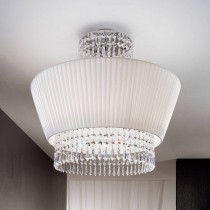 Plafoniera da soffitto elegante con struttura in metallo cromo lucido e cristalli strass, 4 luci (E27) 