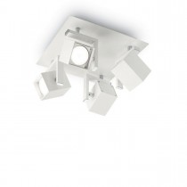 Plafoniera dal design moderno con struttura in metallo verniciato bianco opaco, disponibile anche in versione nero. 4 Luci (50W, GU10)