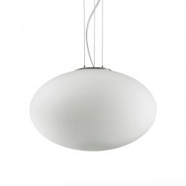 Sospensione moderna con montatura in metallo rifinito nickel e diffusore in vetro, 1 Luce ( E27, 60W)