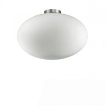 Plafoniera moderna con montatura in metallo rifinito nickel e diffusore in vetro, 1 Luce ( E27, 60W)