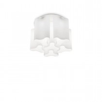 Plafoniera dal design moderno con montatura in metallo verniciato bianco opaco, diffusori in vetro. 6 luci (E27, 60W)