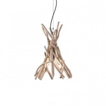 Sospensione dal design vintage con montatura in metallo, elementi decorativi in legno. 1 luci (E27, 60W).