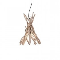 Sospensione dal design vintage con montatura in metallo, elementi decorativi in legno. 1 luci (E27, 60W).