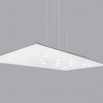 Lampada da sospensione di forma geometrica rettangolare, di colore Bianco, luce a led Tot. 50W ( 3850Lm ) dimmerabile.