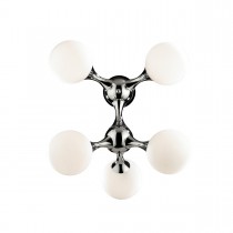 Applique dal design moderno con struttura in metallo cromato diffusori in vetro, 5 luci (G4, 20W)