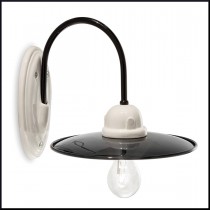 Applique dal design Retrò,in ceramica lucida bianco e nero, 1 luce 77W ( E27 ).