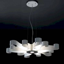 FLAVER Sospensione in vetro bianco modello ANTIBES S 10206 , 7 Luci
