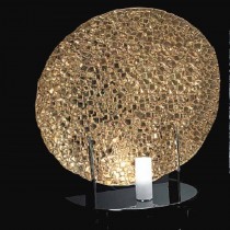 Braga Elegante Lampada da tavolo modello DEIMOS 549/L1 MS con struttura con finitura foglia oro e diffusore in vetro mosaico, 1 luce 48W ( G9 ) dimmerabile