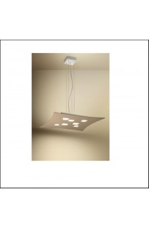 Sospensione dal design moderno con struttura in metallo verniciato bianco, diffusore in metacrilato, 10 luci GX53