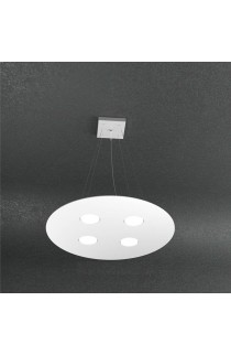 Sospensione dal design moderno con struttura in metallo verniciato disponibile in diverse finiture di colorazione, 4 Luci a Led (Gx53)