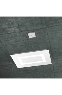 Sospensione dal design moderno dalla forma rettangolare, con struttura in metallo verniciato disponibile in diverse finiture di colorazione, 4 Luci a Led (2G11)