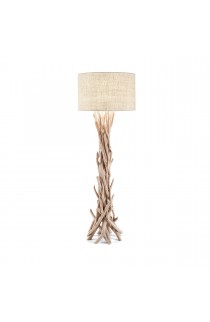 Piantana dal design vintage con montatura in metallo, elementi decorativi in legno. 1 luce (E27, 60W).