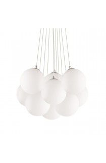 Sospensione moderna con montatura in metallo cromato e diffusore in vetro, 11 LucI ( E14, 40W)