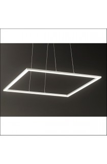 Sospensione LED 68W 8840lm, con montatura in alluminio verniciato bianco goffrato o nero. Tonalità di luce 3000K.