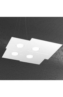 Sospensione dal design moderno con struttura in metallo verniciato disponibile in diverse finiture di colorazione, 4 Luci a Led (Gx53)