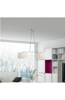 Lampada a sospensione colore  Bianco e Cromo doppio diffusore, 2 luci ( E27 ) 23W 