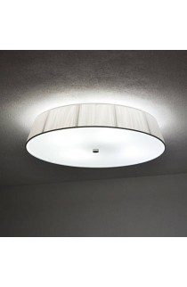 LEUCOS plafoniera a soffitto con struttura in metallo laccato bianco e Paralume in filo di cotone. 4 Punti luce (E27)