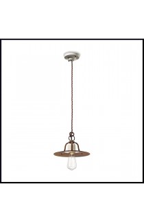 Sospensione dal design Retrò,con corona ampia colore Ruggine, 1 luce 77W ( E27 ).