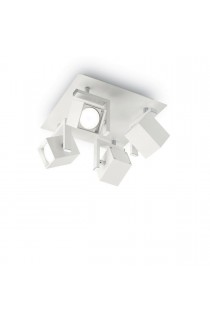 Plafoniera dal design moderno con struttura in metallo verniciato bianco opaco, disponibile anche in versione nero. 4 Luci (50W, GU10)