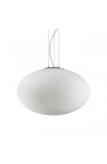 Sospensione moderna con montatura in metallo rifinito nickel e diffusore in vetro, 1 Luce ( E27, 60W)