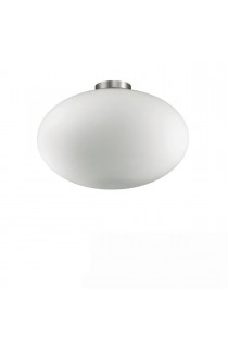 Plafoniera moderna con montatura in metallo rifinito nickel e diffusore in vetro, 1 Luce ( E27, 60W)