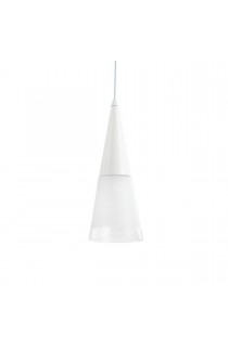 Sospensione al design moderno con struttura in metallo verniciato bianco satinato diffusore in vetro soffiato,1 Luce (40W, E14). 