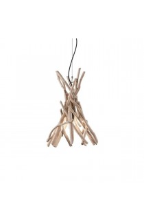 Sospensione dal design vintage con montatura in metallo, elementi decorativi in legno. 1 luci (E27, 60W).