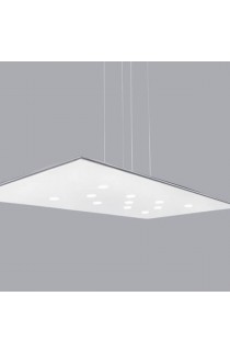 Lampada da sospensione di forma geometrica rettangolare, di colore Bianco, luce a led Tot. 50W ( 3850Lm ) dimmerabile.