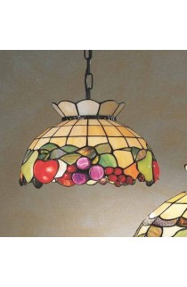 LAMPADARIO A SOSPENSIONE CON CATENA CLASSICO CON VETRO TIFFANY, 1 PUNTO LUCE 100W