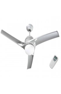 Ventilatore da soffitto in metallo e acrilico finitura argento 3 pale con kit luce in vetro con 1 punti luce 80W R7s 