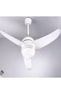 Ventilatore a soffitto in metallo finitura bianco, 3 pale con kit luce in vetro 2 attacchi luce