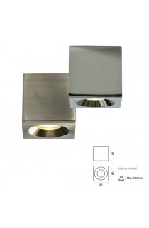 Plafoniera da soffitto con cubica cilindrica di colore Nickel satinato , 1 luce 10W ( GU10 ) certificazione IP54