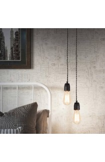 Sospensione dal design moderno con rosone e portalampada in ceramica smaltata lucida, 1 Luce ( E27 - 60W )