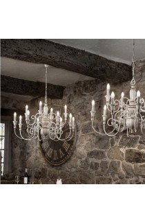 Elegante Sospensione in stile classico, con corpo luce e dettagli in resina e bracci in metallo, 12 Luci 40W ( E14 )