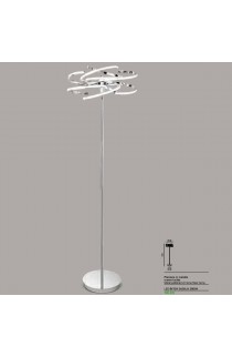 Moderna lampada da terra in metallo con finitura cromo lucido a led integrato, luce 70W ( 5600lm - 3000°k )  