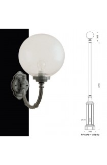 Palo P71270L + 21540L2 SURYA da esterno, corpo in alluminio pressofuso ed estruso in finitura canna di fucile. Diffusore in vetro trasparente. 1 luce E27.