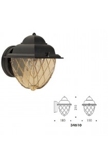 Applique 34610 SURYA da esterno, con montatura in alluminio pressofuso varie finiture (graffite, nero,bronzo,bainco,verde rame,bianco R1013,silver,nero,ruggine - Diffusore in vetro Trasparente 1 Luce att.E27