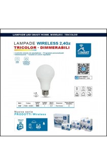 Lampadina SMART LED 10W 980lm A GOCCIA ATTACCO E27 Tricolor Dimmerabile, tonalità di luce da 2700K a 6500K.