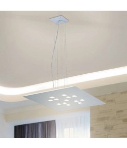 Minimale lampada a sospensione di forma geometria regolare con struttura in metallo colorato, 9 luci a Led 4.5W dimmerabile