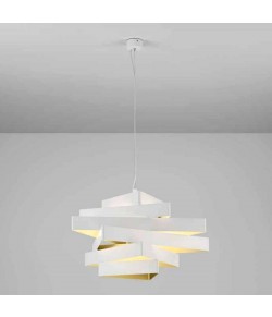 Lampada a sospensione in metallo bianco, dalla forma irregolare,disponibile in altre colorazioni, 3 punti luce 46W E27