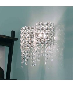 Applique in Metallo con finitura nichel lucido e cristalli, disponibile anche in altre colorazioni, 2 punto luce 48W G9