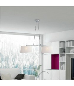 Lampada a sospensione colore  Bianco e Cromo doppio diffusore, 2 luci ( E27 ) 23W 