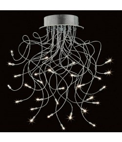 Plafoniera con finitura in cromo lucido, 20 punti luce da 10W alogene